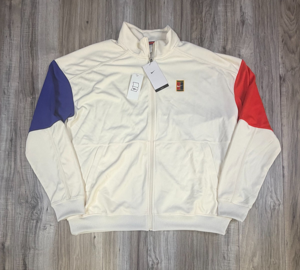 NikeCourt Heritage Tennis Track Jacket Sail Concord Red Mens L FZ6925-110 NEW